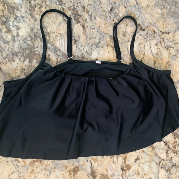 SZ XL women’s bathing suit top bandeau style black stretch top full coverage - Picture 5 of 7